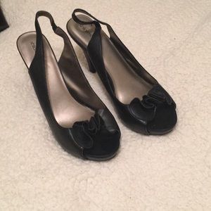 Black peep toe heels